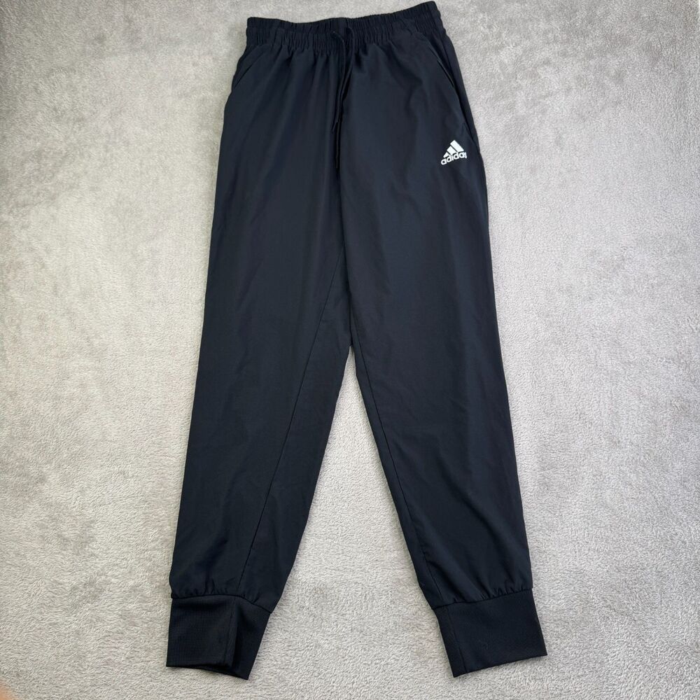 Adidas Essentials Stanford Jogger Pants Mens Small Black Elastic Waist Tapered